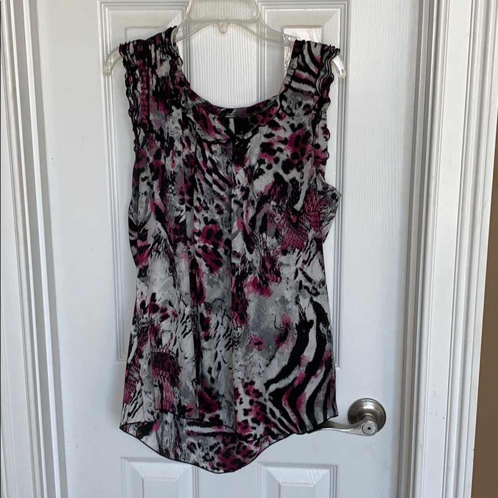Ladies Sleeveless Top Purple Black Gray Large EUC - Picture 1 of 3